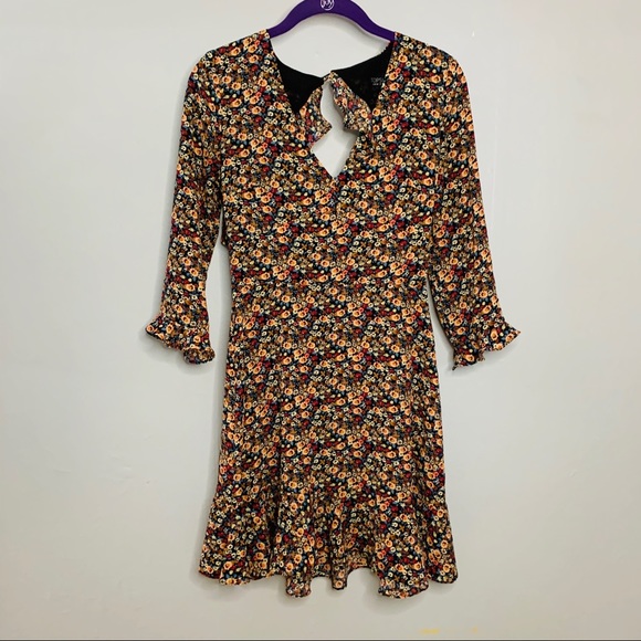 Topshop Peach Pop Ruffle Tea Open Back Dress - Picture 3 of 7